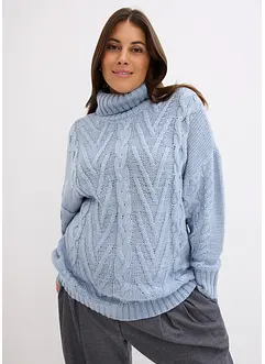 Pull à col roulé et motif torsadé, bonprix