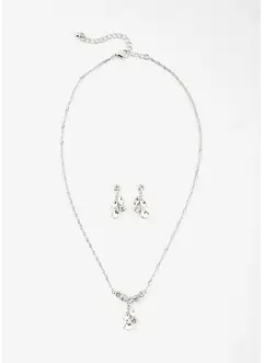 Parure collier et boucles d'oreille (3 pces) sertie de strass en cristal de verre, bonprix