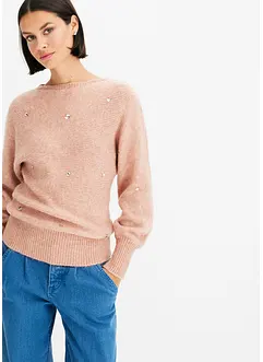 Pull rehaussé de strass de grande taille, bonprix