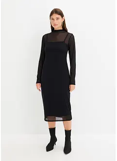 Robe en jersey avec empiècement mesh, bonprix