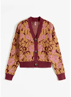 Gilet en grosse maille à motif floral, bonprix