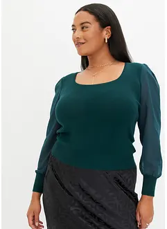 Pull avec manches en crêpe, bonprix