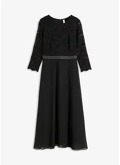 Robe midi en crêpe légère avec haut en dentelle, bonprix