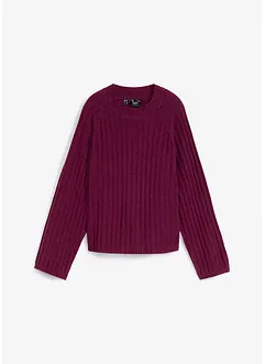 Pull raccourci en maille côtelée, bonprix