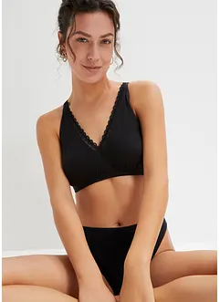 Brassière côtelée avec coton et dentelle, bonprix