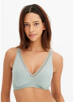 Brassière en coton côtelé orné de dentelle, bonprix