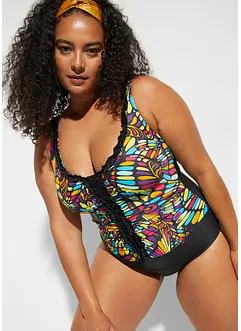 Maillot 1 pièce sculptant, maintien fort, avec volants, bonprix