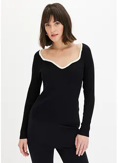 Pull en fine maille à passepoil contrastant, bonprix