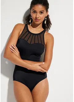 Maillot 1 pièce sculptant, maintien modéré, avec mesh transparent, bonprix
