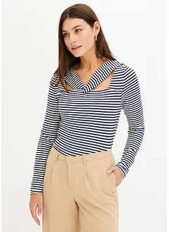 T-shirt manches longues avec détail sur le décolleté, bonprix
