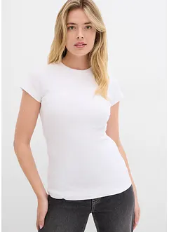 2 T-shirts manches courtes côtelés en coton majoritaire, bonprix