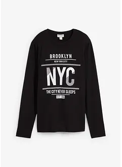 T-shirt manches longues en coton, Slim Fit, bonprix