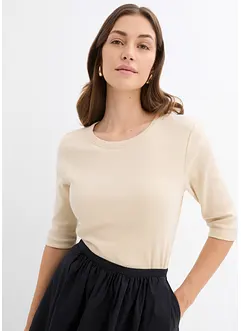 Lot de 2 t-shirts en coton côtelé, bonprix