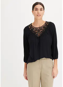 T-shirt en jersey avec empiècement en dentelle, bonprix