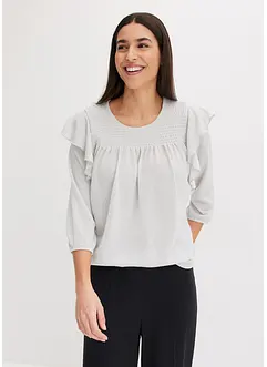 T-shirt volanté manches 3/4 avec fil lurex, bonprix