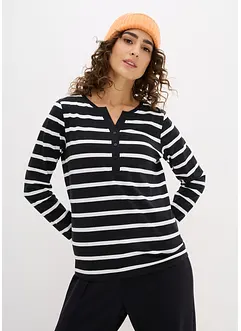 T-shirt col Henley, 100% coton, bonprix