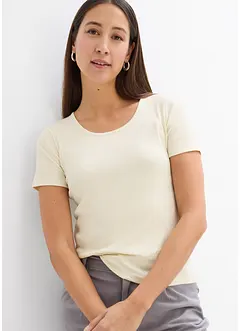 Lot de 2 T-shirts en coton côtelé, bonprix