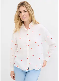 Chemisier en gaze de coton à motif cœurs, bonprix