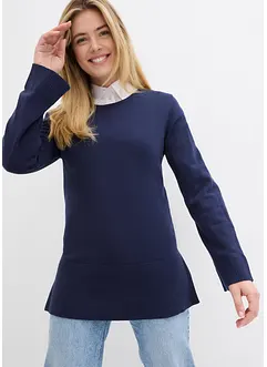 Pull long en fine maille avec longues fentes latérales, bonprix