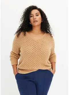 Pull ajouré avec fil peluche, bonprix