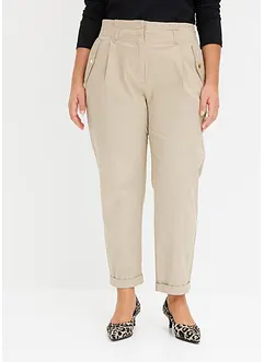 Pantalon en twill léger, paper bag, bonprix
