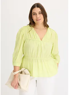 Blouse manches 3/4 en tissu froissé, bonprix