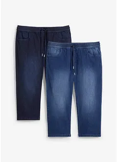 Lot de 2 jeans 3/4 droits taille élastiquée, denim léger, Regular, bonprix