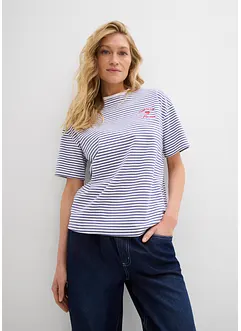 T-shirt rayé avec broderie, bonprix