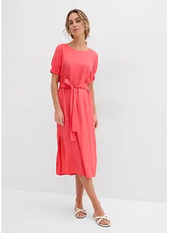 Robe midi avec ceinture et manches à finitions élastiquées, bonprix