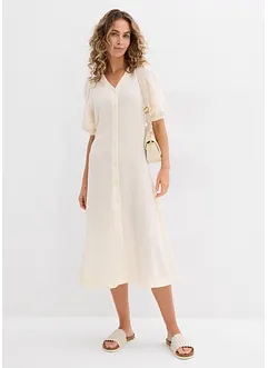 Robe midi évasée à manches bouffantes, bonprix