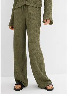 Pantalon large taille élastiquée en crêpe, bonprix