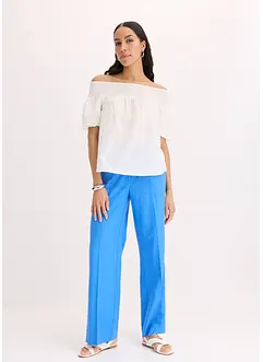 Pantalon palazzo en lin mélangé aérien, bonprix