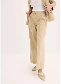 Pantalon à pinces en lin majoritaire, bonprix