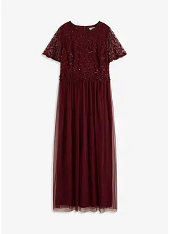 Robe longue en tulle fin à broderie pailletée, bonprix
