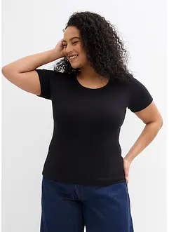 Lot de 2 T-shirts en coton côtelé, bonprix