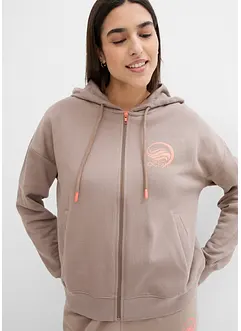 Sweat zippé à capuche, 100% coton, bonprix