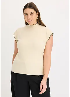 T-shirt côtelé avec finitions ondulées, bonprix