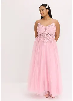Robe longue en tulle délicat avec dentelle, bonprix