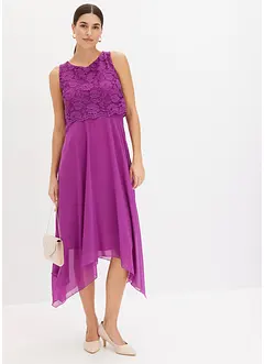 Robe premium en crêpe avec dentelle, bonprix