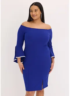Robe col Bardot en crêpe texturé, bonprix