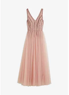 Robe longue en tulle fin avec sequins brodés, bonprix