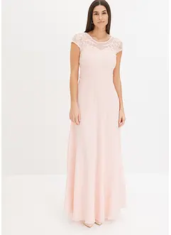 Robe en crêpe avec dentelle et détail à nouer, bonprix