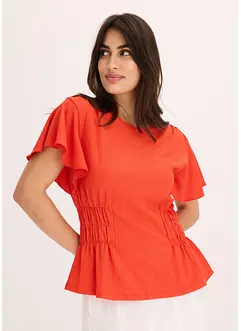 T-shirt en jersey crêpe avec smocks, bonprix
