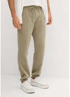 Pantalon jogger Regular en gaze de coton, Tapered, bonprix