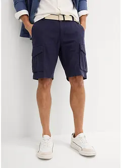 Bermuda cargo avec lin et ceinture, Regular, bonprix