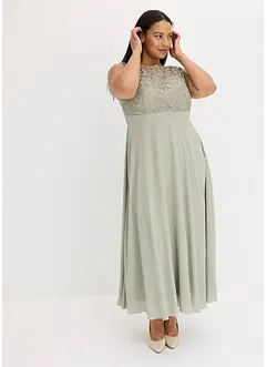 Robe longue avec empiècement dentelle, bonprix