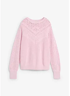 Pull ajouré en coton et lin, bonprix