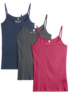 Lot de 3 tops à fines bretelles 100% coton, bonprix