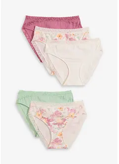 Lot de 5 slips Maxi coton et dentelle, bonprix