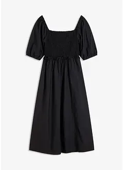 Robe midi à manches bouffantes et haut smocké, bonprix